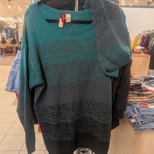 Teal-Black Gradient Women's Sweater